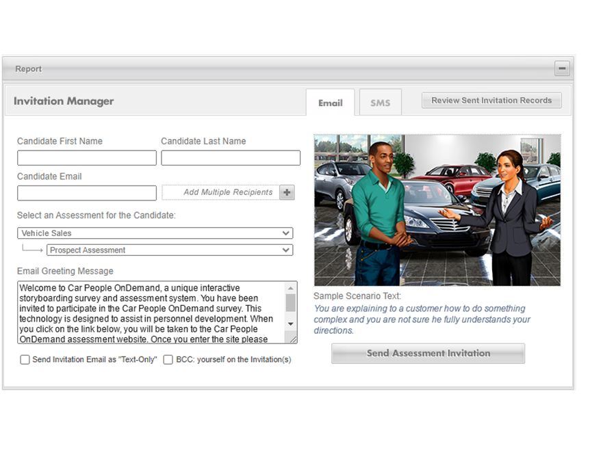 The Car People OnDemand Invitation Manager is Your Tool for Sending Job Skills Assessment Test Requests